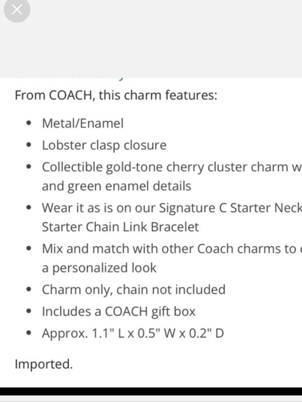 Coach Cherry Charm with Dust Bag Limited Edition - Picture 8 of 8